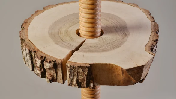 Designer Weinregal aus einem Baumstamm