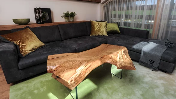 Couchtisch aus einem Baumstamm