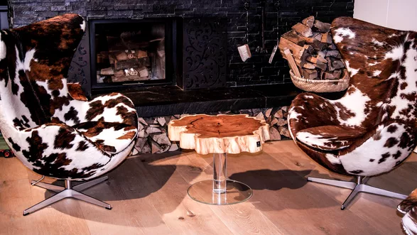 Couchtisch aus einem Baumstamm