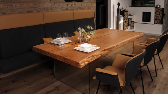 Table de tronc d'arbre massif