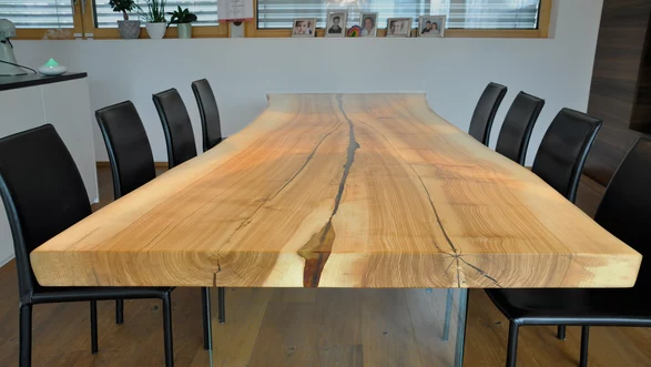 tronc d'arbre en bois massif frêne de table