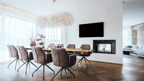 Esstisch mit Epoxyharz Nussbaum natur | 300x100 cm  Nr. 116