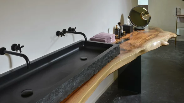 Waschtisch Naturholz Badezimmer Nussbaum Massivholz