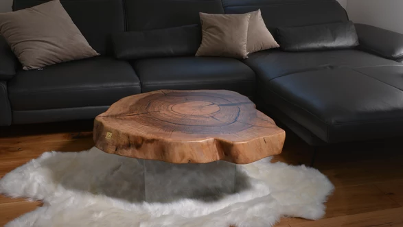 Couchtisch Nussbaum Rundscheibe 13