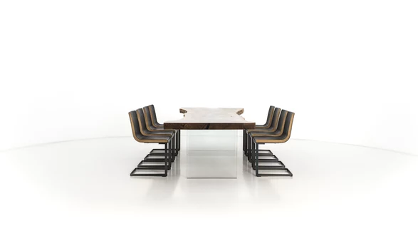 Design Baumstammtisch aus Holz 360° Produkt Ansicht