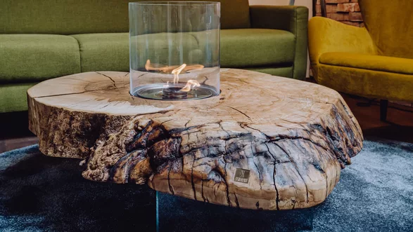 Couchtisch Feuertisch Esche Baumscheibe | 100x120  Nr 42