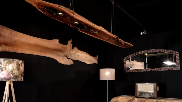 Designer Lampe aus einem Baumstamm