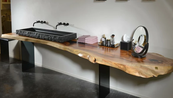 Waschtisch Naturholz Badezimmer Nussbaum Massivholz