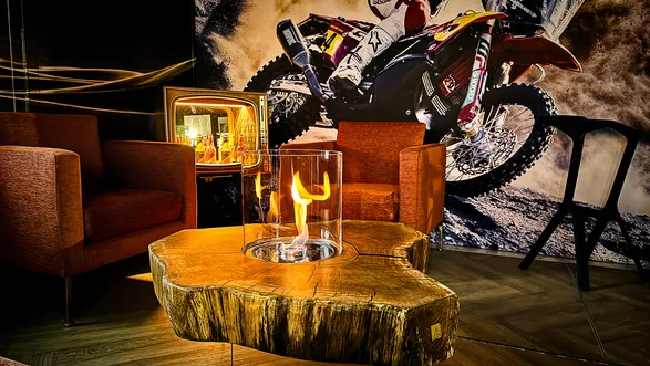 Couchtisch Feuertisch Eiche Baumscheibe | 80x80  Nr 43