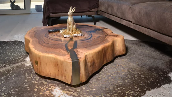 Couchtisch Nussbaum Holzstamm | DM 90 Nr. 27