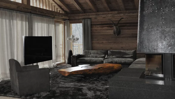 Design Couchtisch aus einem Baumstamm