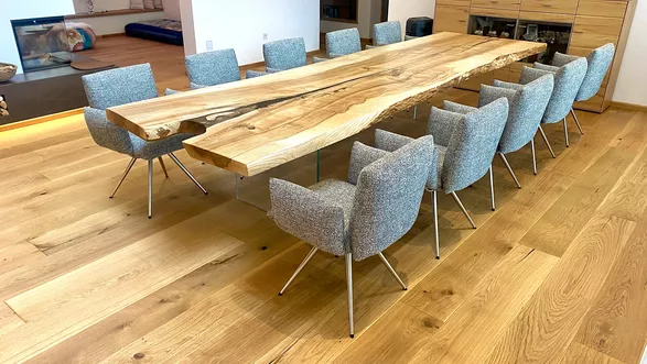 Baumtisch als Esstisch in  Esche | 400x120  Nr. 93