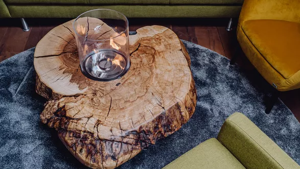 Couchtisch Feuertisch Esche Baumscheibe | 100x120  Nr 42
