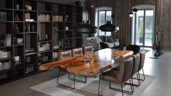 Table de salle à manger tronc d'arbre table en bois naturel