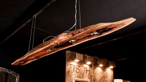 Designer Lampe aus einem Baumstamm